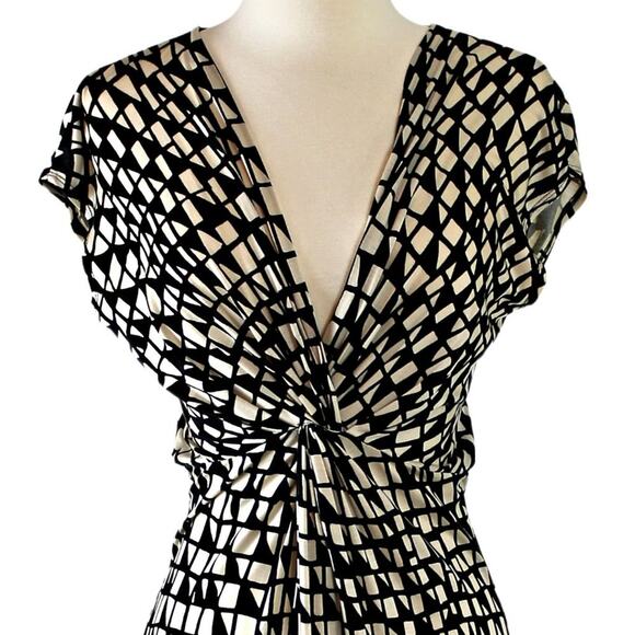 DKNY Vintage Women's Midi Dress Abstract Geometric Print Size XP - Picture 2 of 12